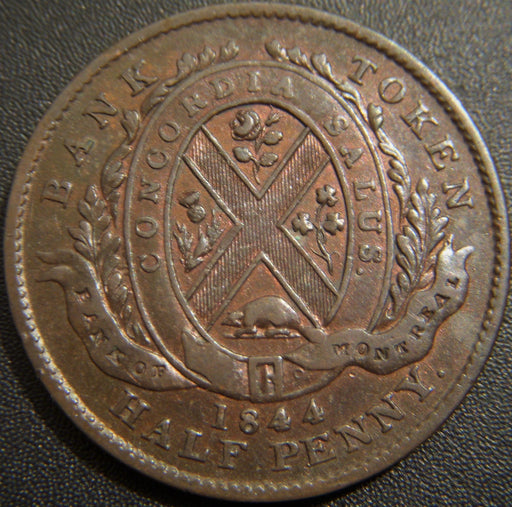 1844 Half Penny Montreal Bank Canada Token