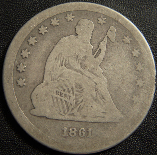 1861 Seated Quarter - Very Good