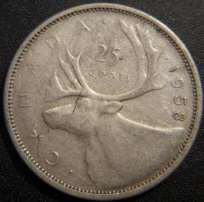 1958 Canadian Quarter - VG to EF