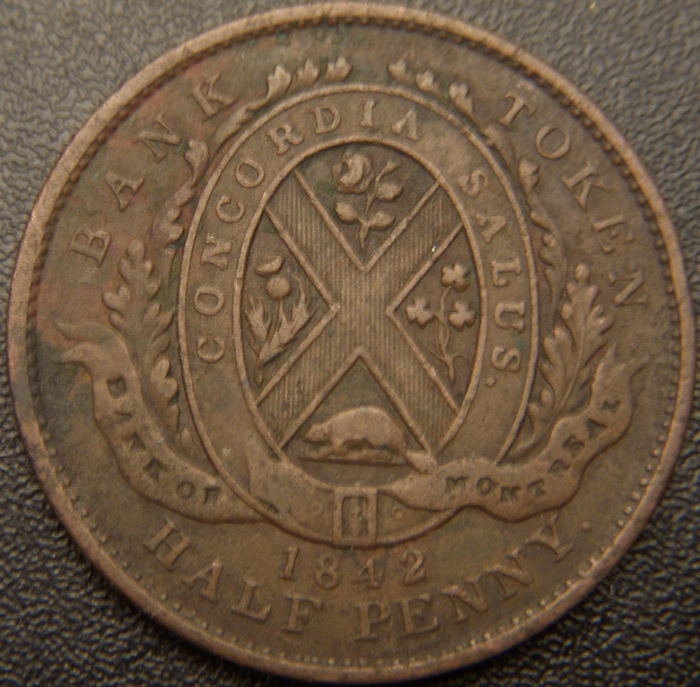 1842 Half Penny Bank Montreal Token