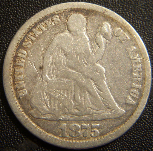 1875 Seated Dime - Very Good