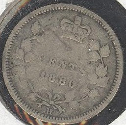 1880H Canadian Silver Five Cent - Good