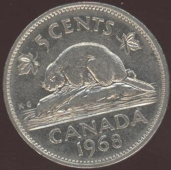 1968 Canadian Five Cent - Fine to EF