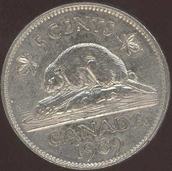 1969 Canadian Five Cent - Fine to EF
