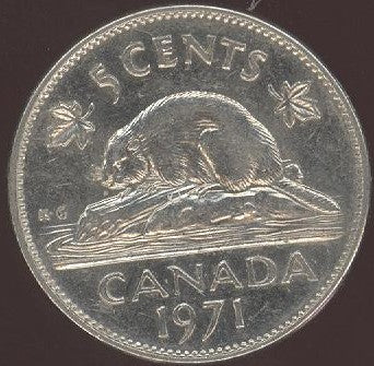 1971 Canadian Five Cent - Fine to EF