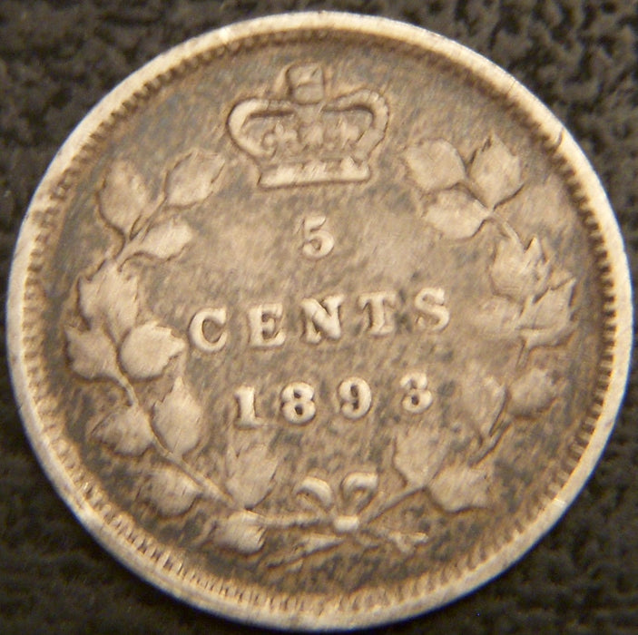 1893 Canadian Silver Five Cent - Fine