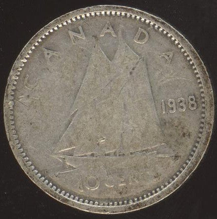 1938 Canadian Ten Cent -  VG/Fine +