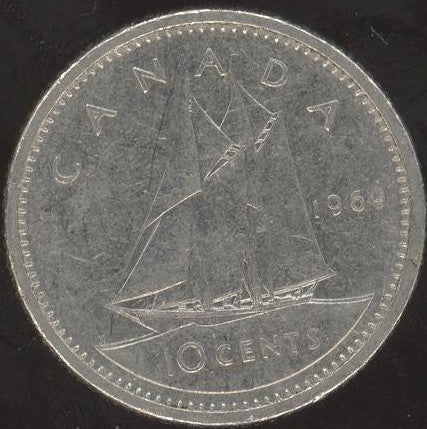1969 Canadian Ten Cent - Fine to EF
