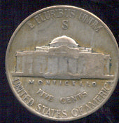 1942-S Silver Jefferson Nickel - Avg Cir