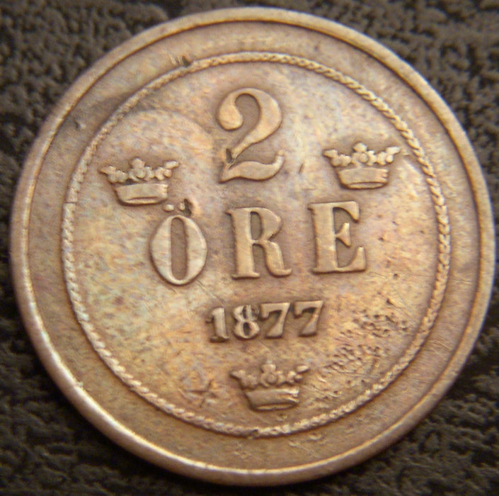1877 2 Ore Small Letter - Sweden